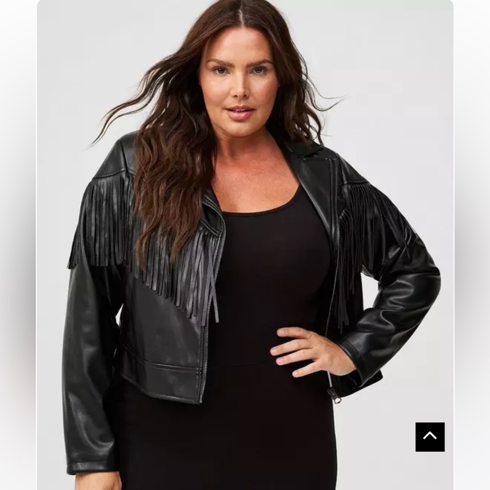 Torrid Faux Leather Fringe Moto Jacket